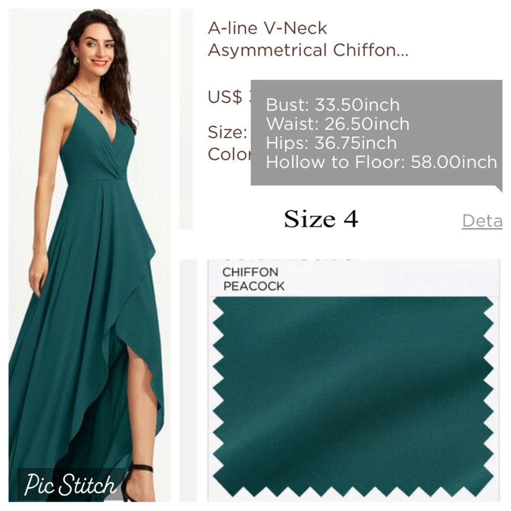 JJ’s House V-Neck High-Low Chiffon Dress in Green